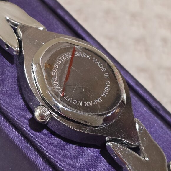 Cote d'Azur Silver Oval Face Crystal Accent Bezel Link Band Women's Watch Works - Picture 13 of 15